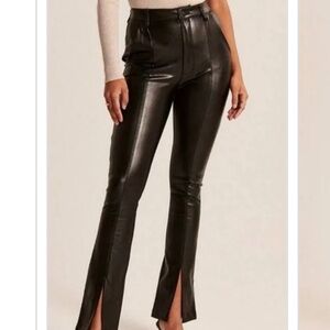 Abercrombie Black Leather Pants with front slits
